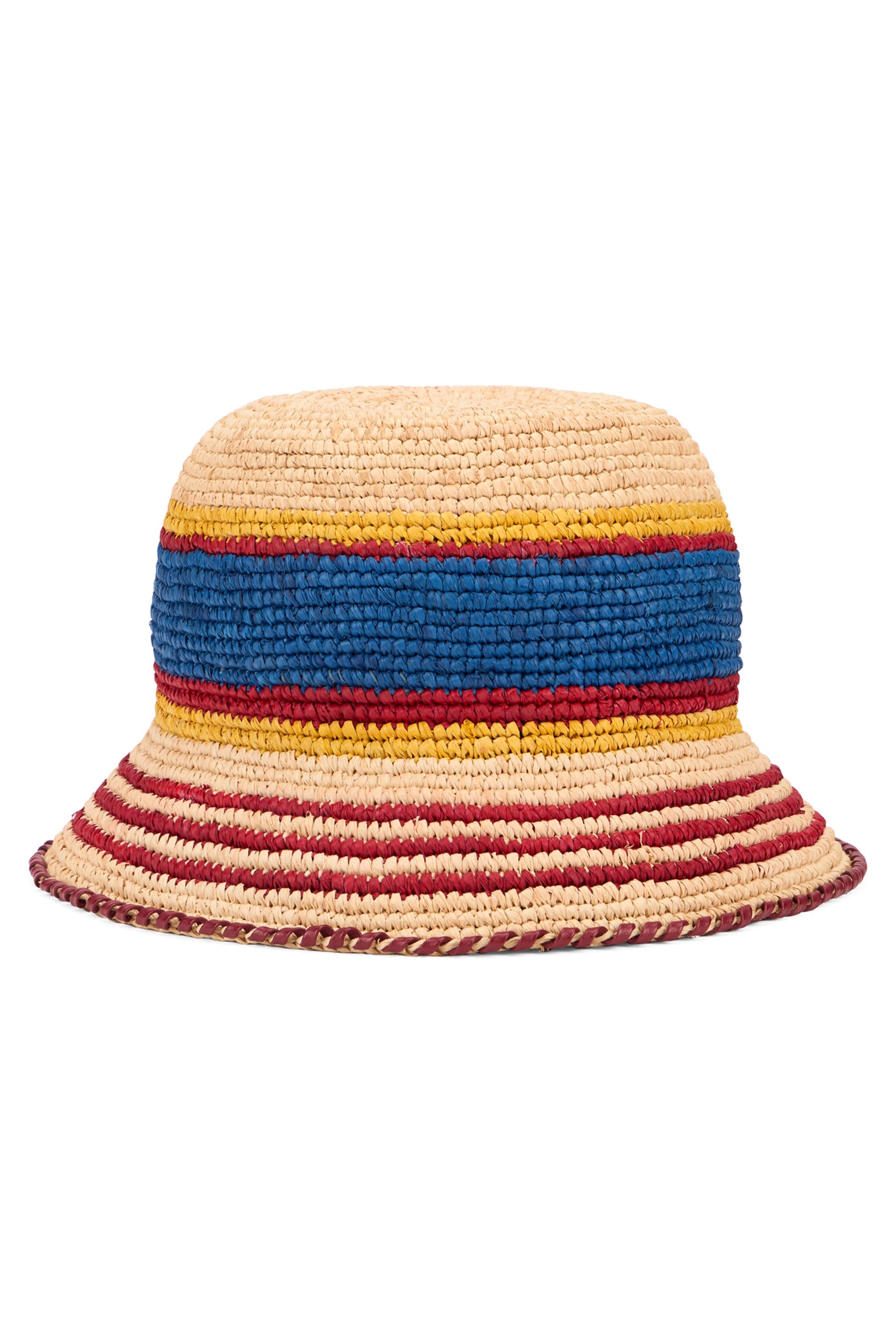 Rabanne 25AAA0245 Striped Raffia Bucket Hat — Beige by Rabanne