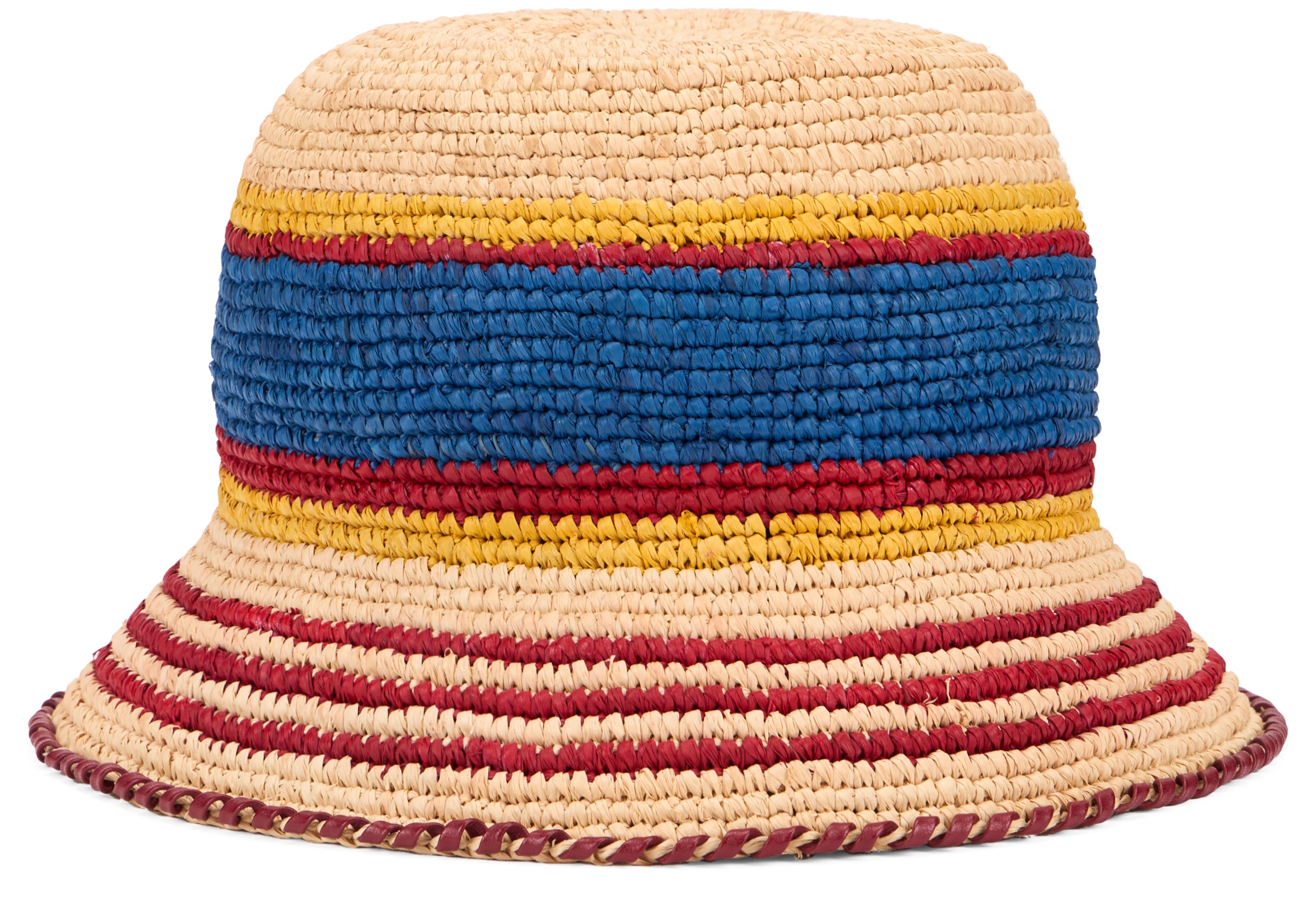 Rabanne 25AAA0245 Striped Raffia Bucket Hat — Beige, view 2