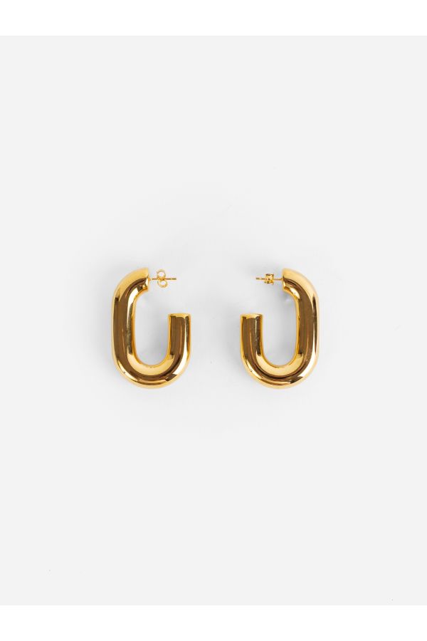 Rabanne Polished Gold Hoops Earrings — Gold by Rabanne