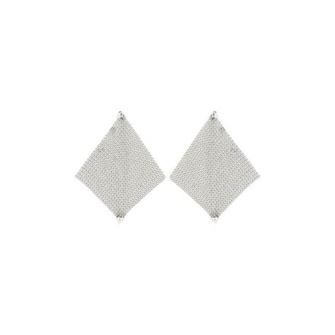 Rabanne Pixel Chainmail Earrings — Silver, view 2