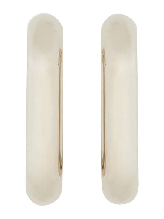 Rabanne XL Link Brass Earrings — Silver, view 2