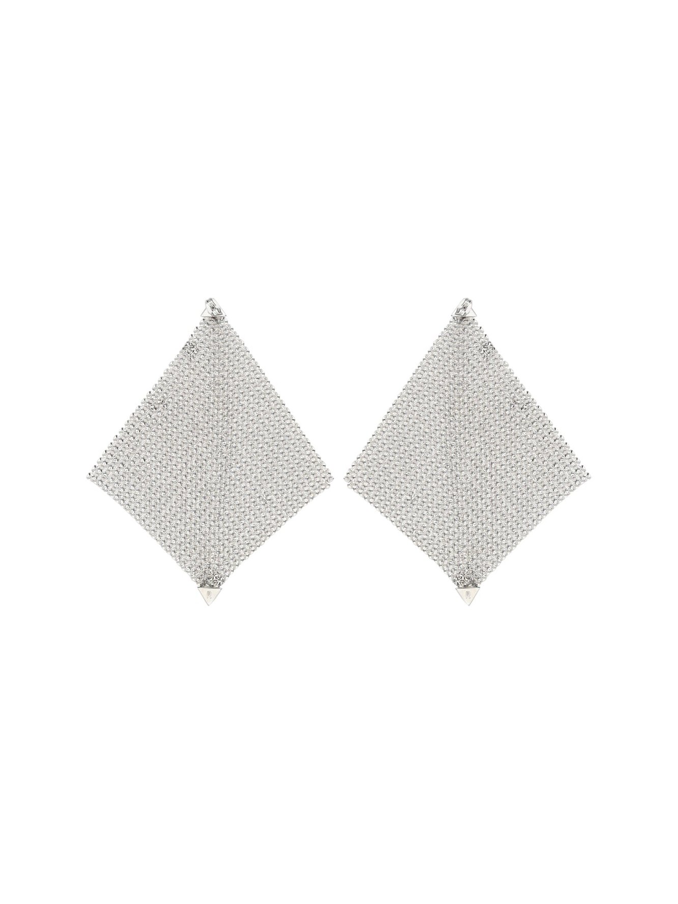 Rabanne Pixel Chainmail Earrings — Silver, view 2