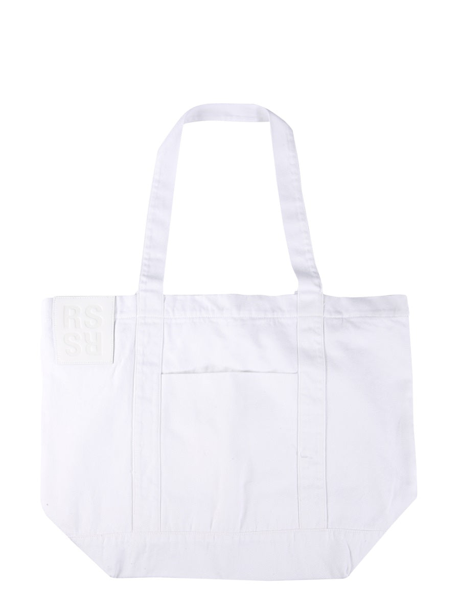 Raf Simons Logo Cotton Shoulder Bag — White, view 2