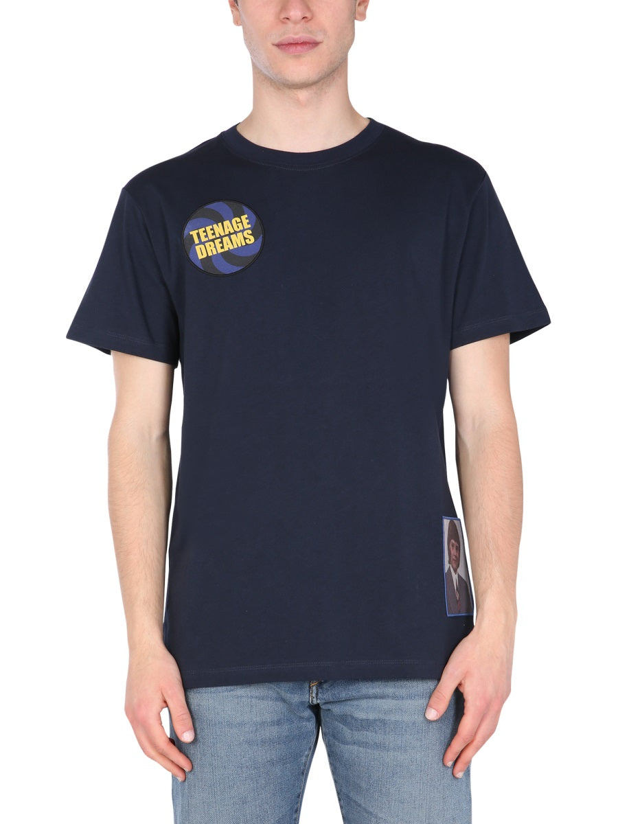 Raf Simons Crew Neck Cotton T-Shirt — Blue by Raf Simons