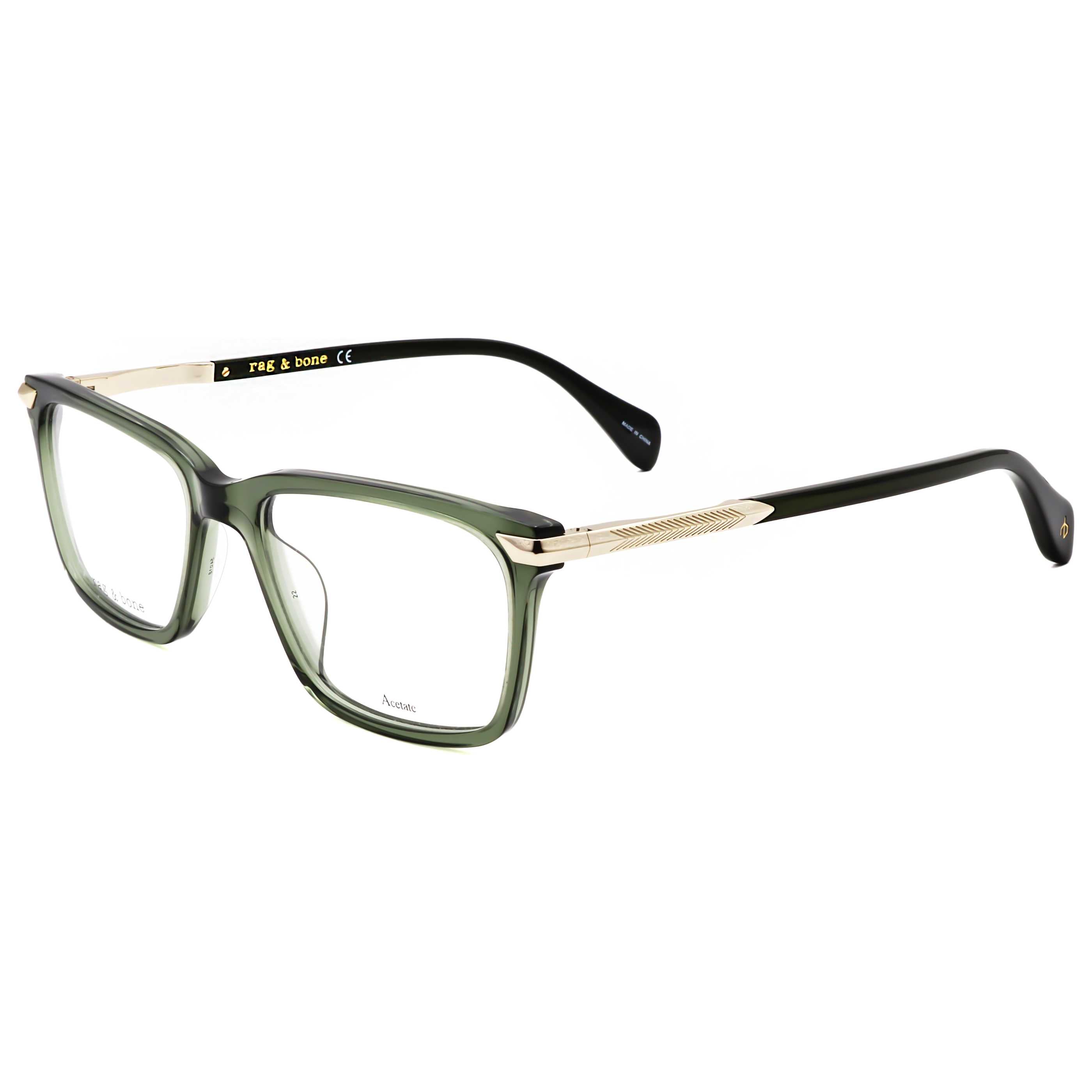 Rag & Bone RNB70431ED54 Green Acetate & Metal Eyeglasses by Rag & Bone