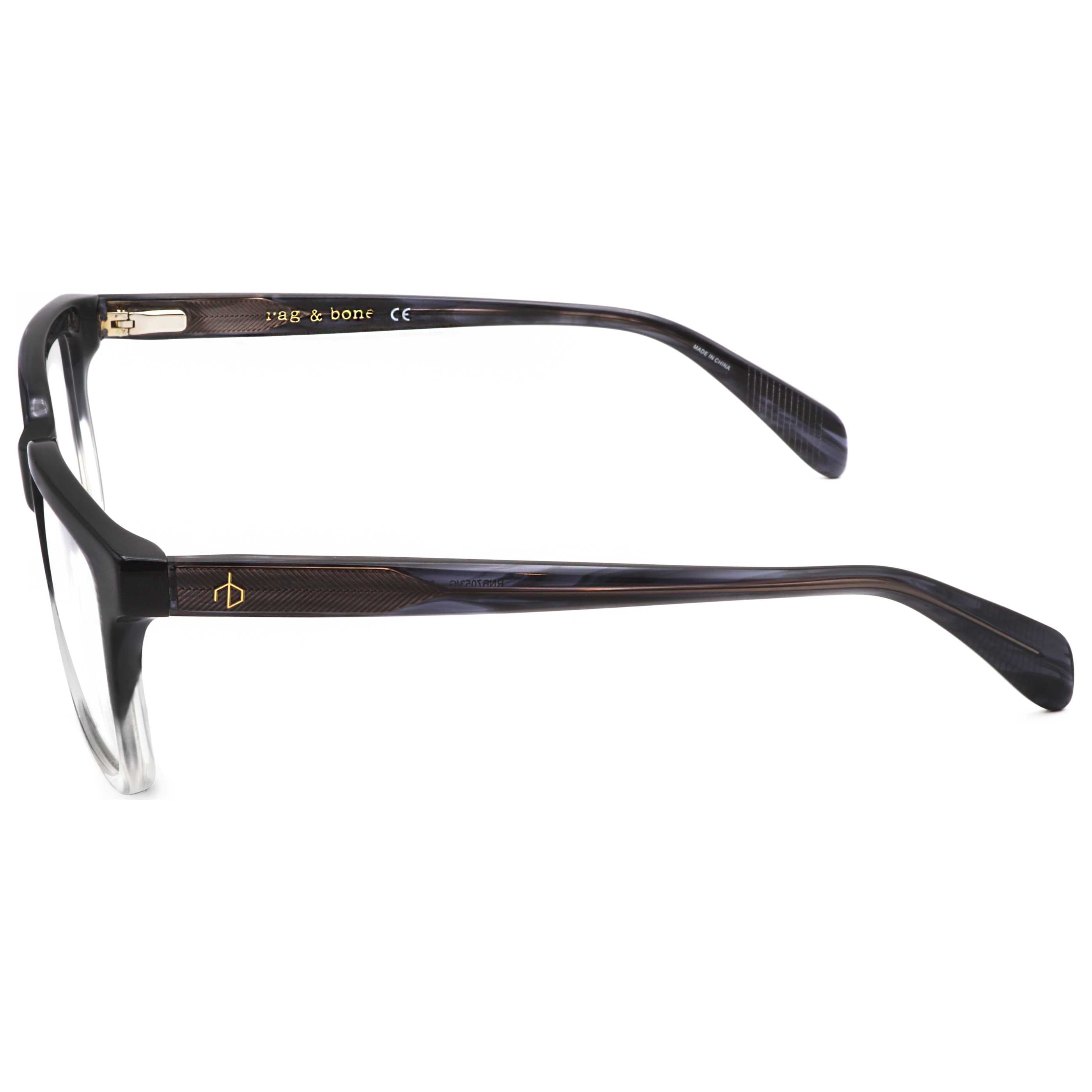Rag & Bone RNB7053G2W853 Grey Horn Square Eyeglasses — Black, view 2