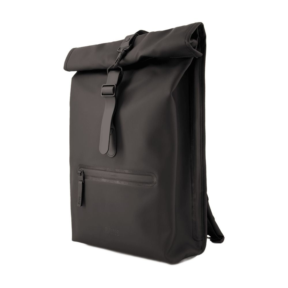 Rains Roll-Top Rucksack Backpack — Black, view 3