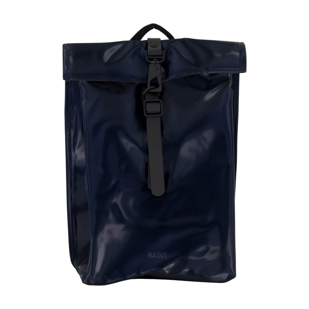 Rains Roll-Top Synthetic Backpack — Blue, view 2