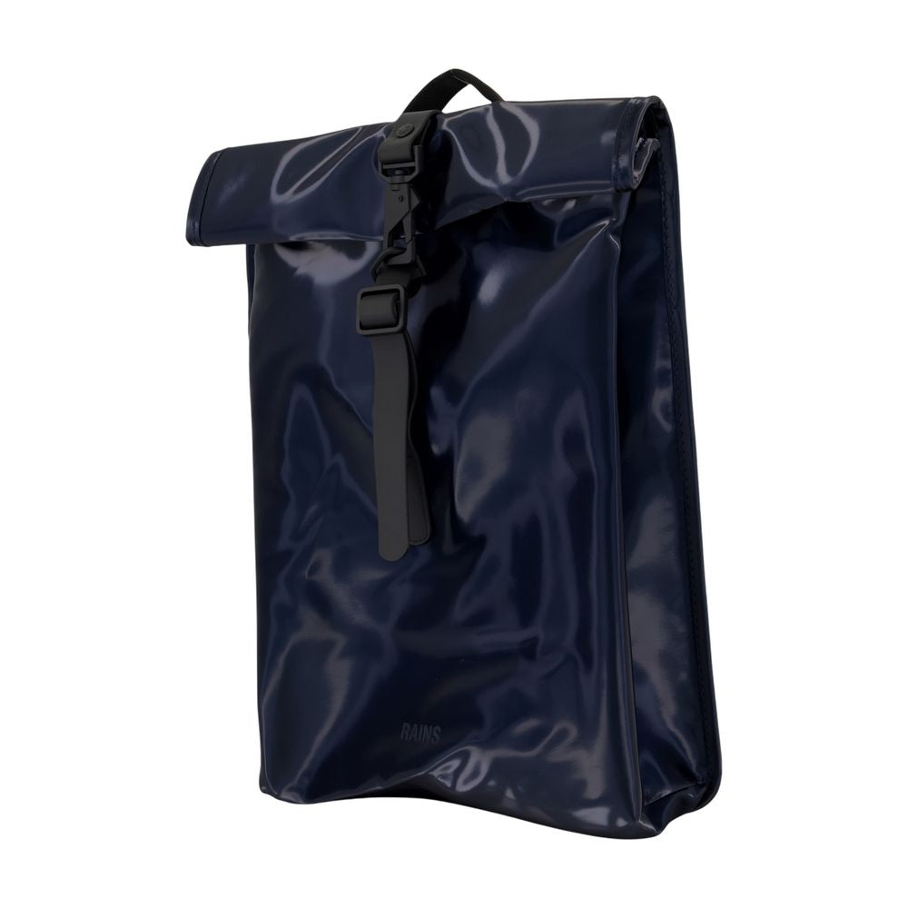Rains Roll-Top Synthetic Backpack — Blue, view 3