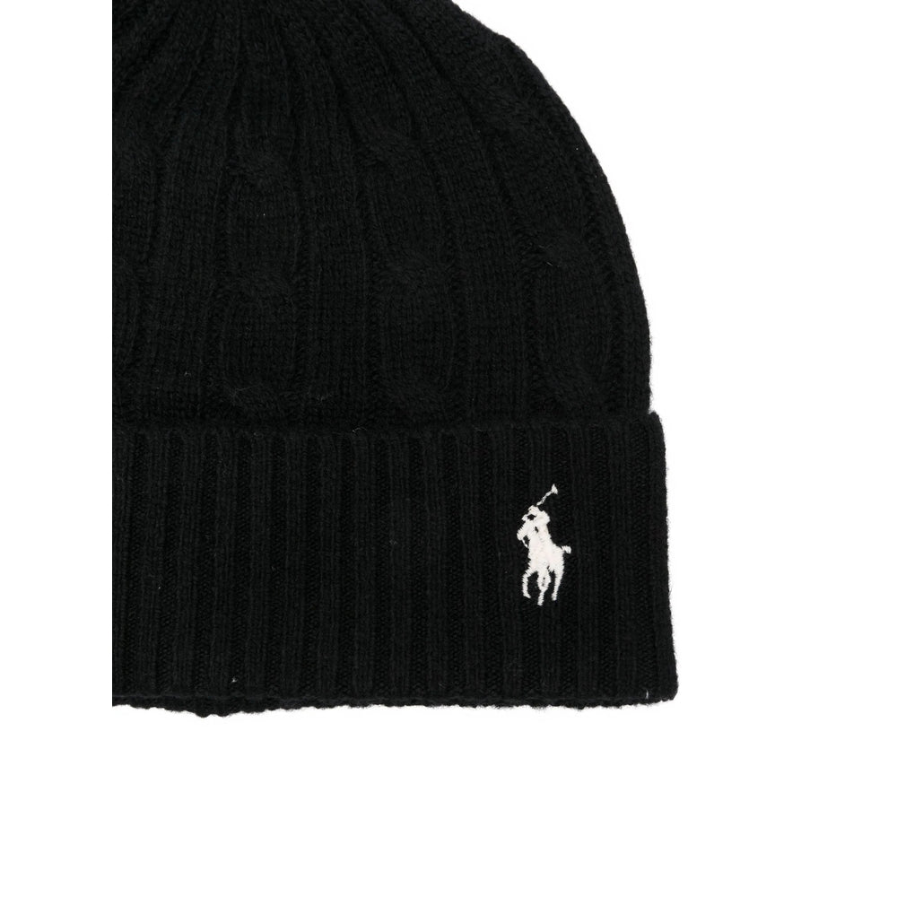 Ralph Lauren 455981442001 Cable Knit Wool Beanie — Black, view 2