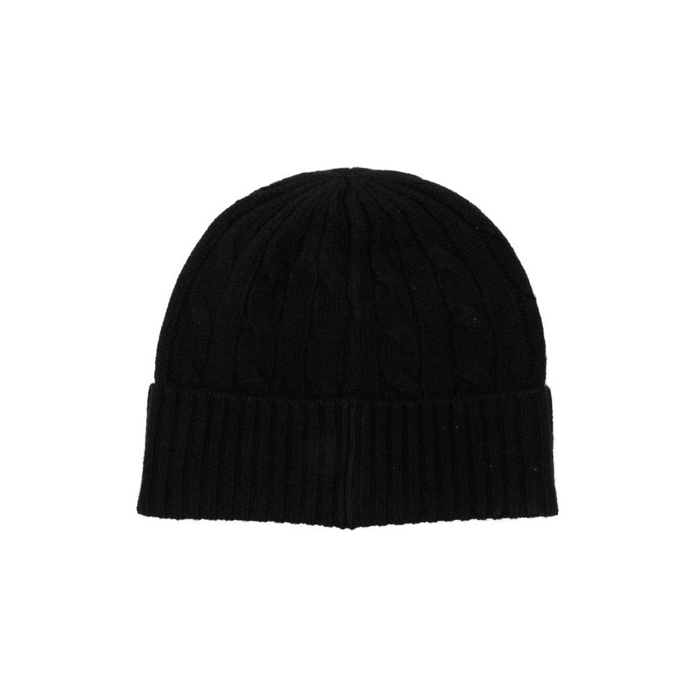 Ralph Lauren 455981442001 Cable Knit Wool Beanie — Black, view 3