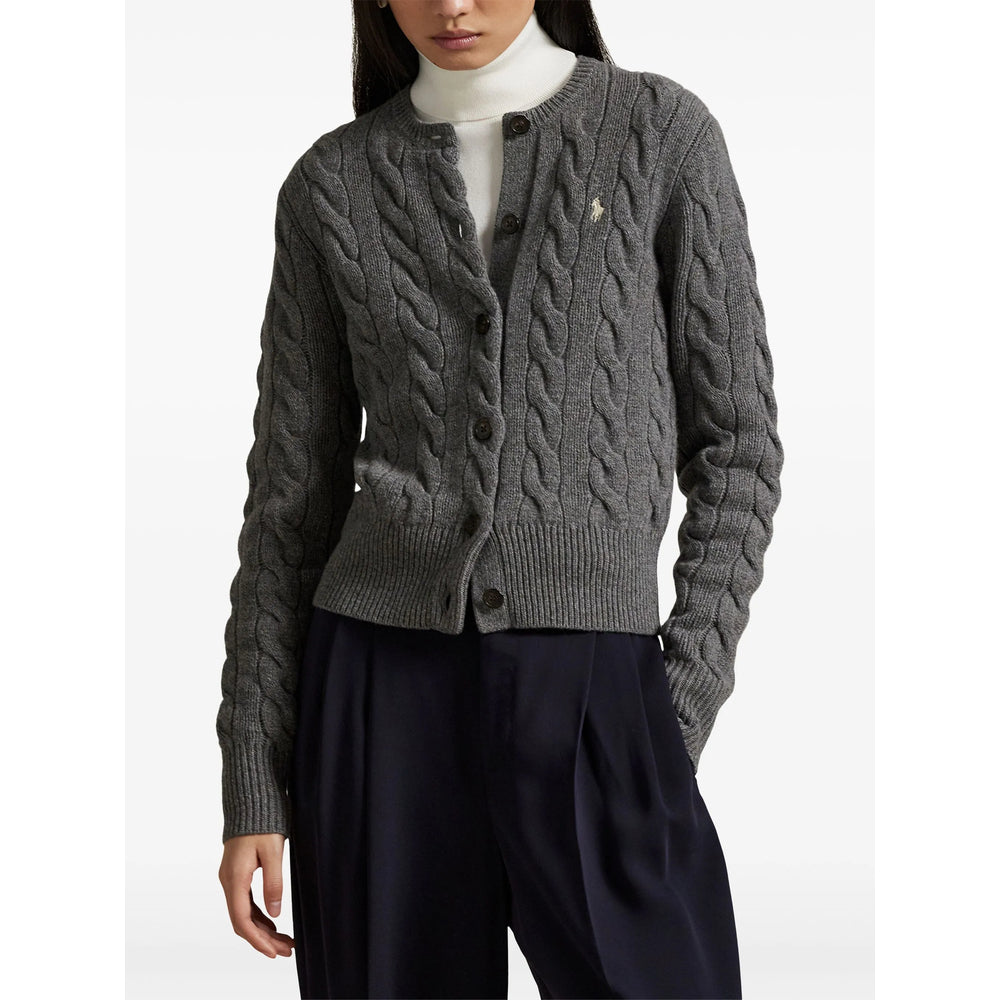 Ralph Lauren Cable-Knit Wool Cashmere Cardigan — Gray, view 2