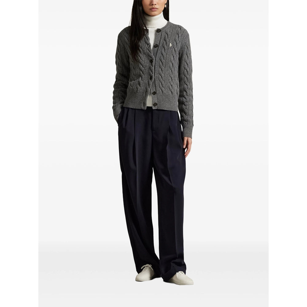 Ralph Lauren Cable-Knit Wool Cashmere Cardigan — Gray, view 3