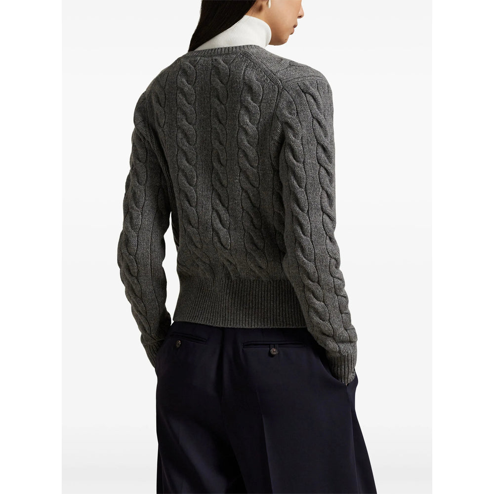 Ralph Lauren Cable-Knit Wool Cashmere Cardigan — Gray, view 4