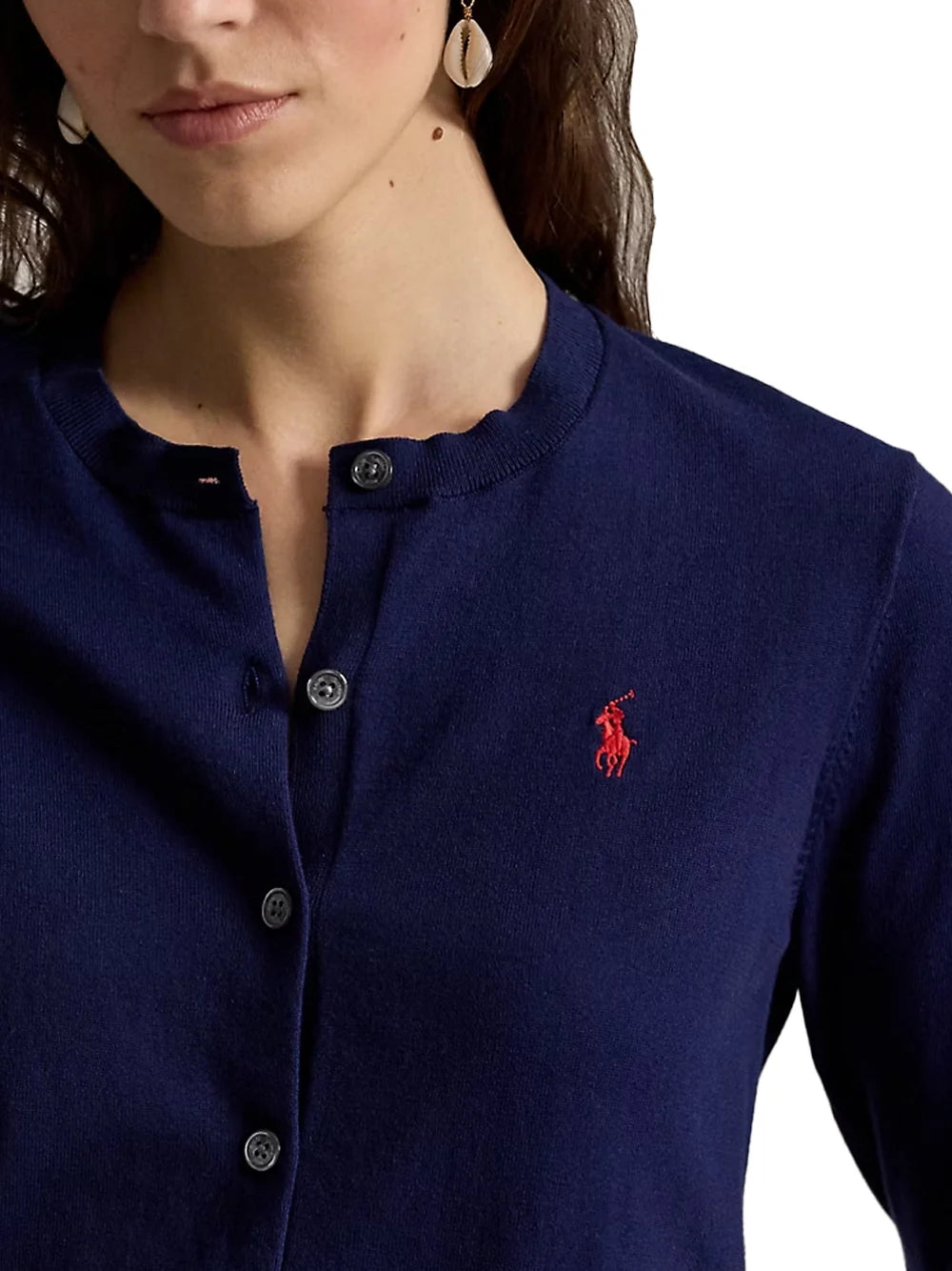 Ralph Lauren Embroidered Pony Cardigan — Navy, view 3