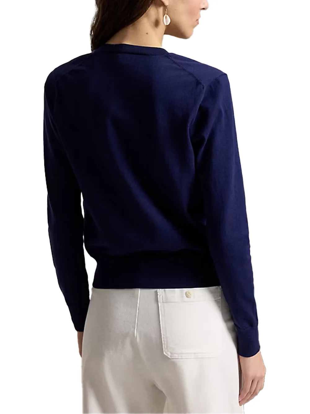 Ralph Lauren Embroidered Pony Cardigan — Navy, view 4