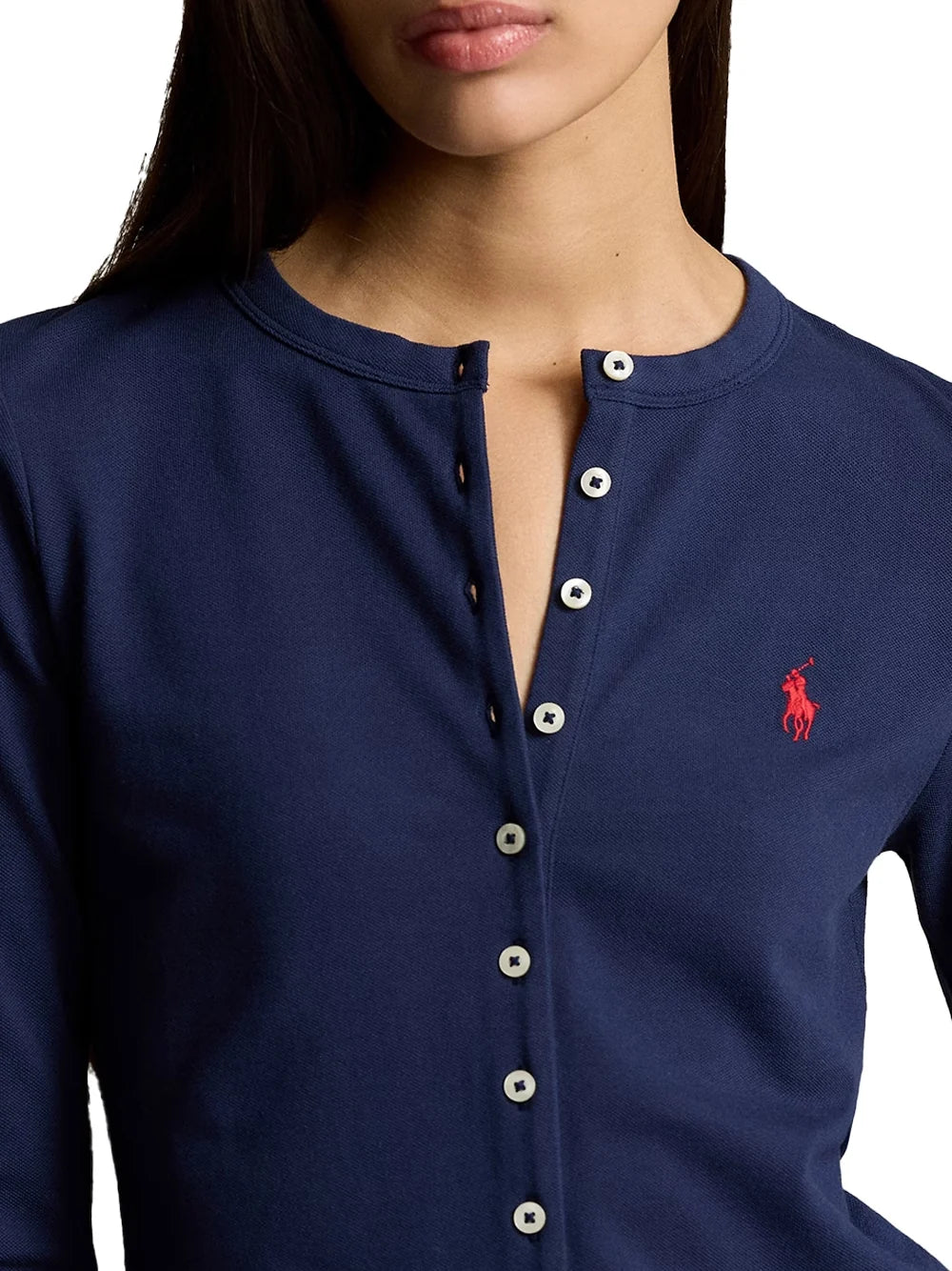 Ralph Lauren Mesh Cotton Cardigan — Navy, view 4
