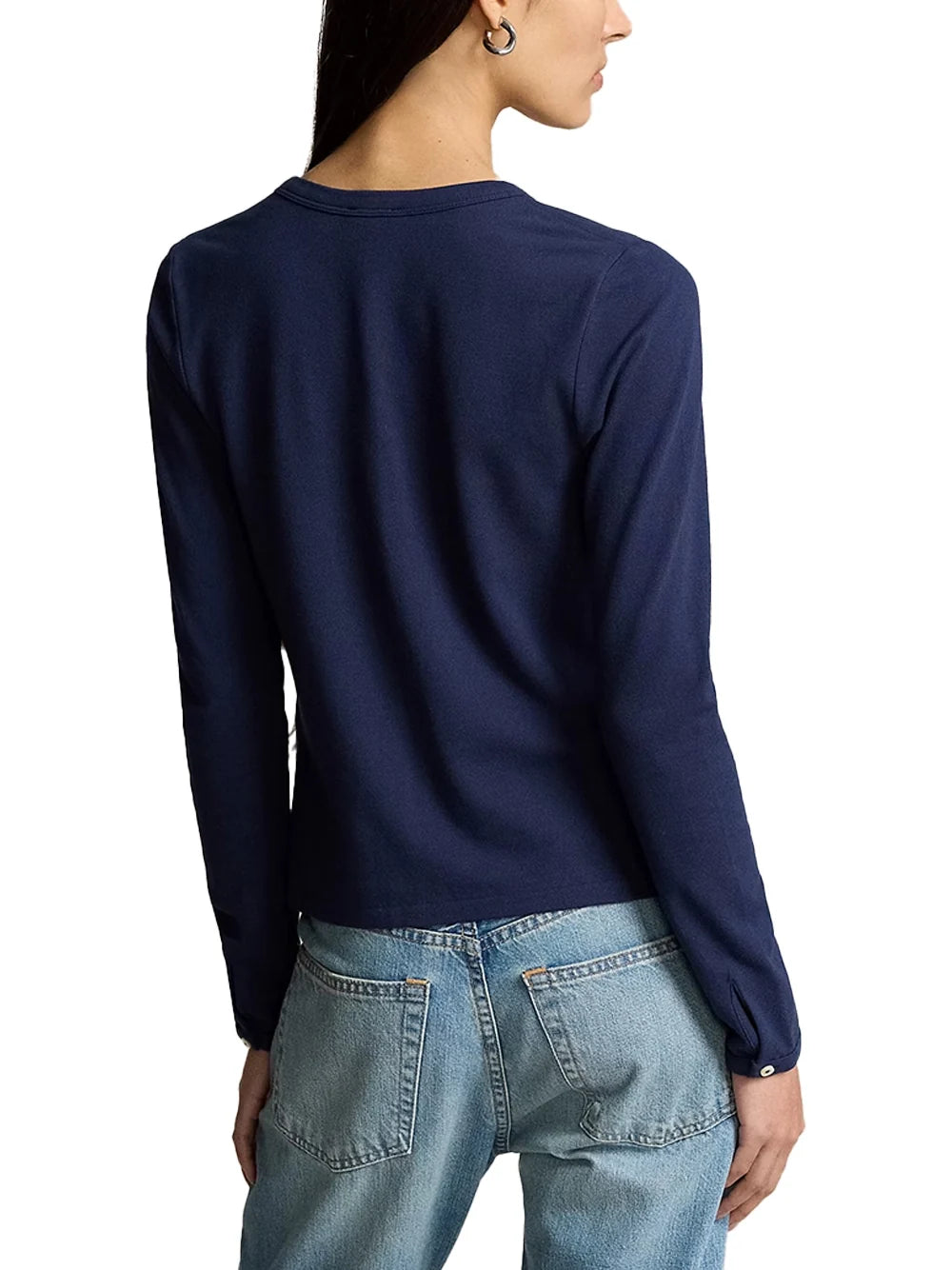 Ralph Lauren Mesh Cotton Cardigan — Navy, view 5