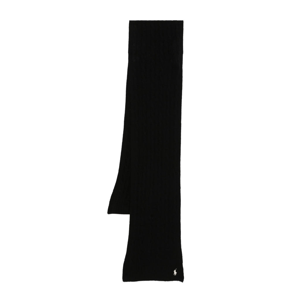 Ralph Lauren Cable Knit Wool-Cashmere Blend Scarf — Black by Ralph Lauren