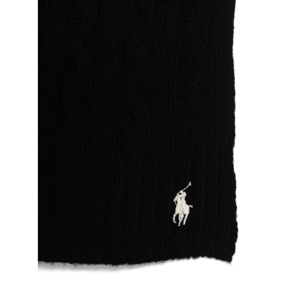Ralph Lauren Cable Knit Wool-Cashmere Blend Scarf — Black, view 2