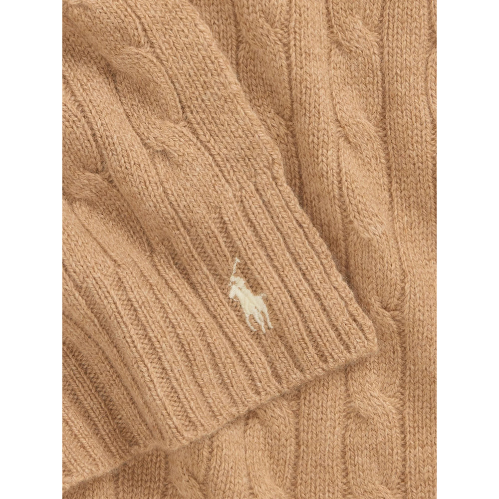 Ralph Lauren Cable-Knit Wool & Cashmere Scarf — Brown, view 2