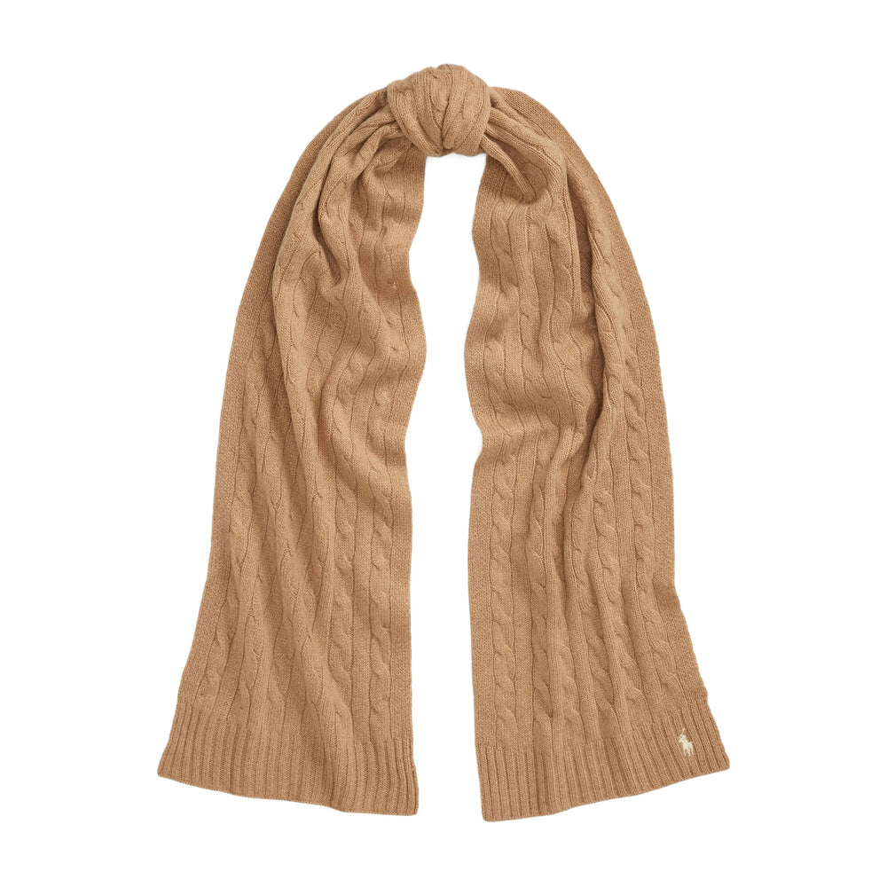 Ralph Lauren Cable-Knit Wool & Cashmere Scarf — Brown, view 3