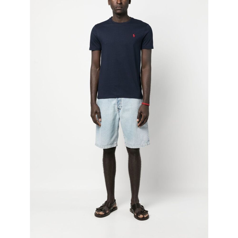 Ralph Lauren Logo-Embroidered Cotton T-Shirt — Navy, view 3