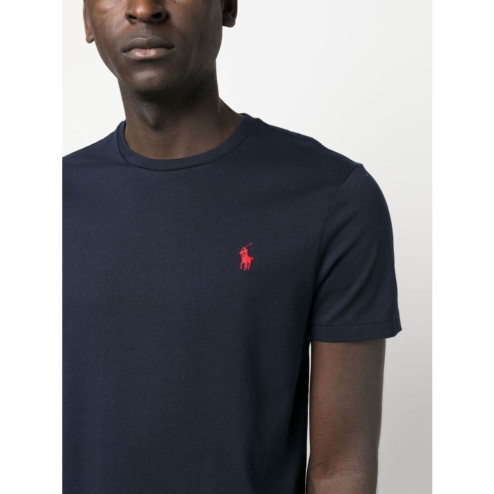 Ralph Lauren Logo-Embroidered Cotton T-Shirt — Navy, view 4