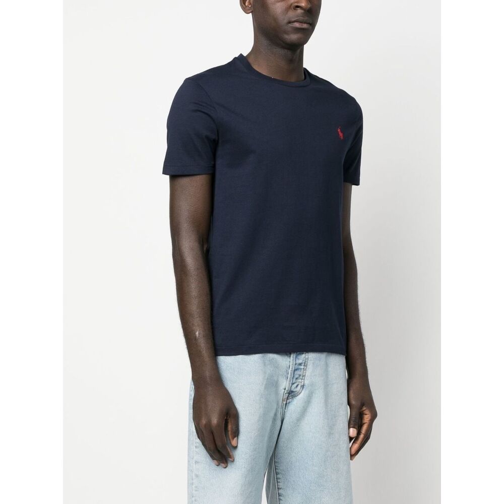 Ralph Lauren Logo-Embroidered Cotton T-Shirt — Navy, view 5