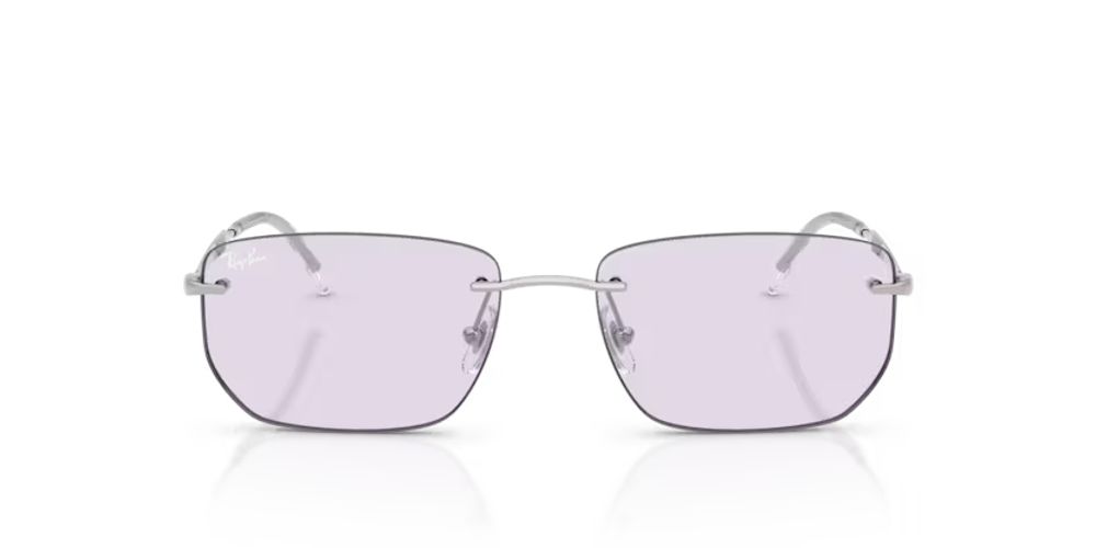 Ray-Ban RB3768003MH Metal Square Sunglasses — Silver by Ray-Ban