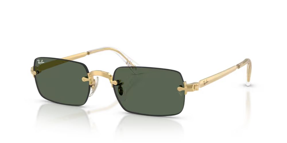 Ray-Ban RB392800171 Rectangular Metal-Frame Sunglasses — Gold, view 2