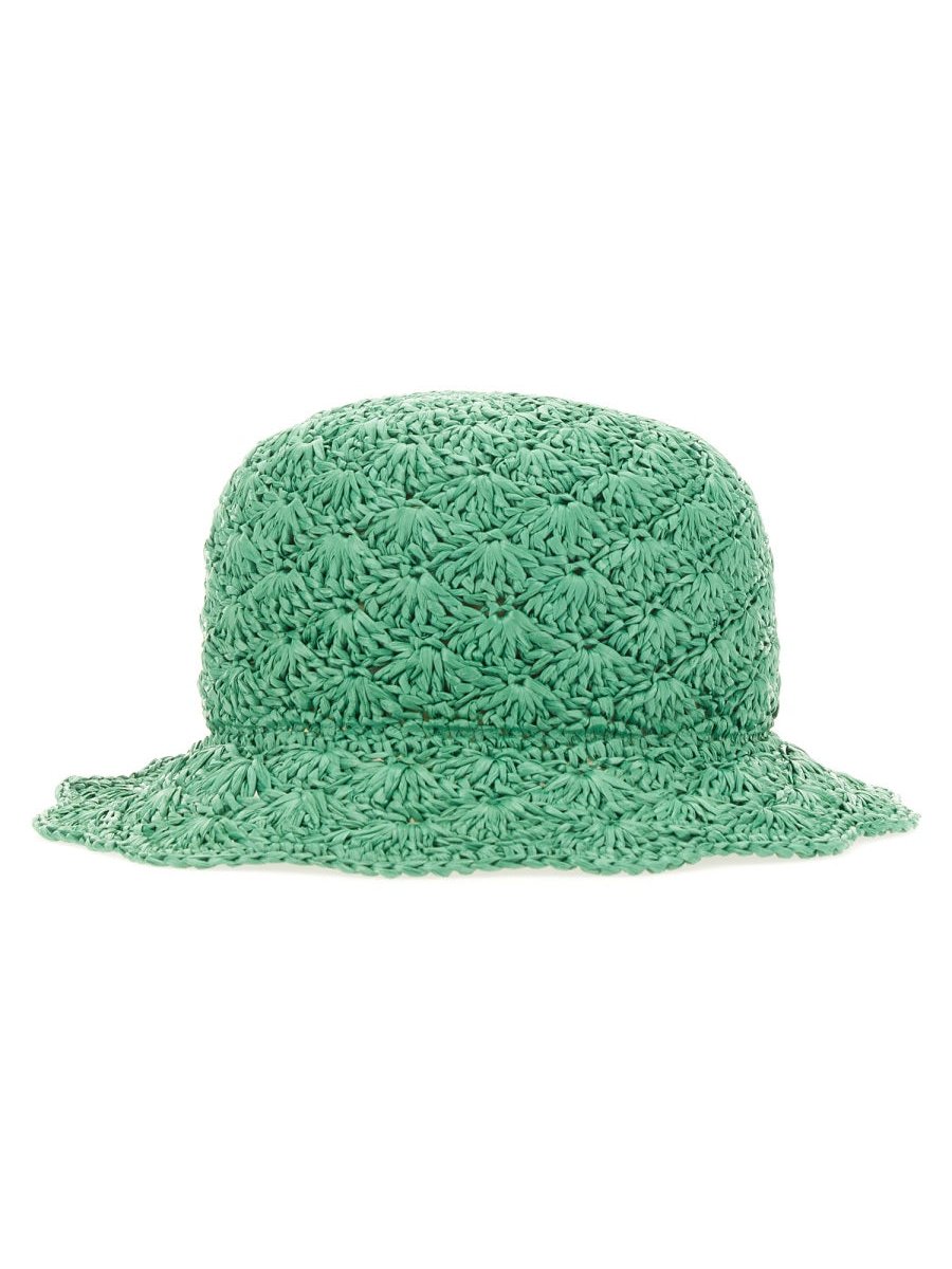 Red Valentino 2Q0HGA05_ZKR505 Raffia Viscose Bucket Hat — Green by Red Valentino