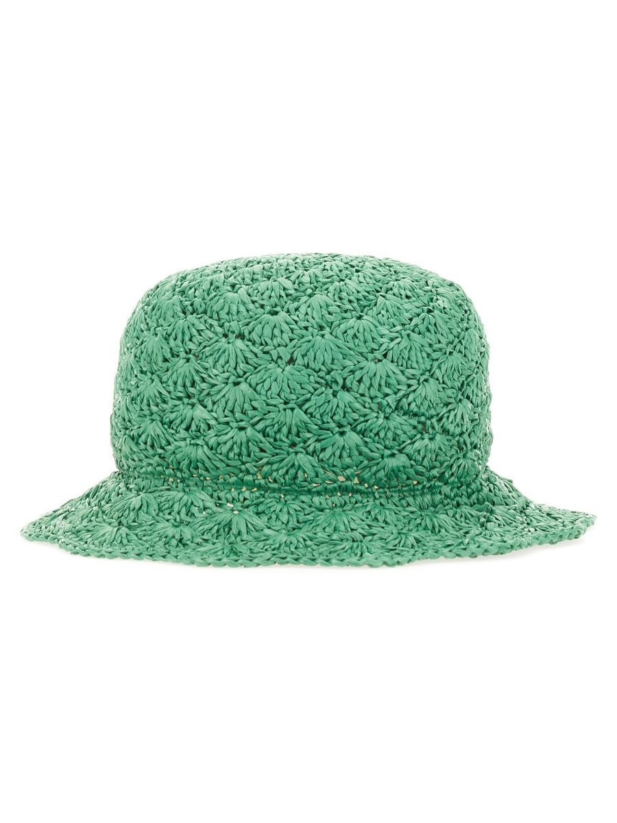 Red Valentino 2Q0HGA05_ZKR505 Raffia Viscose Bucket Hat — Green, view 3