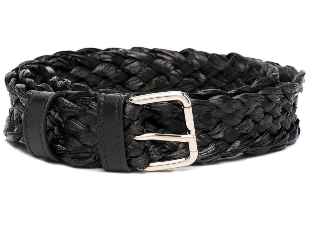 Red Valentino Woven Logo Belt — Black, view 4