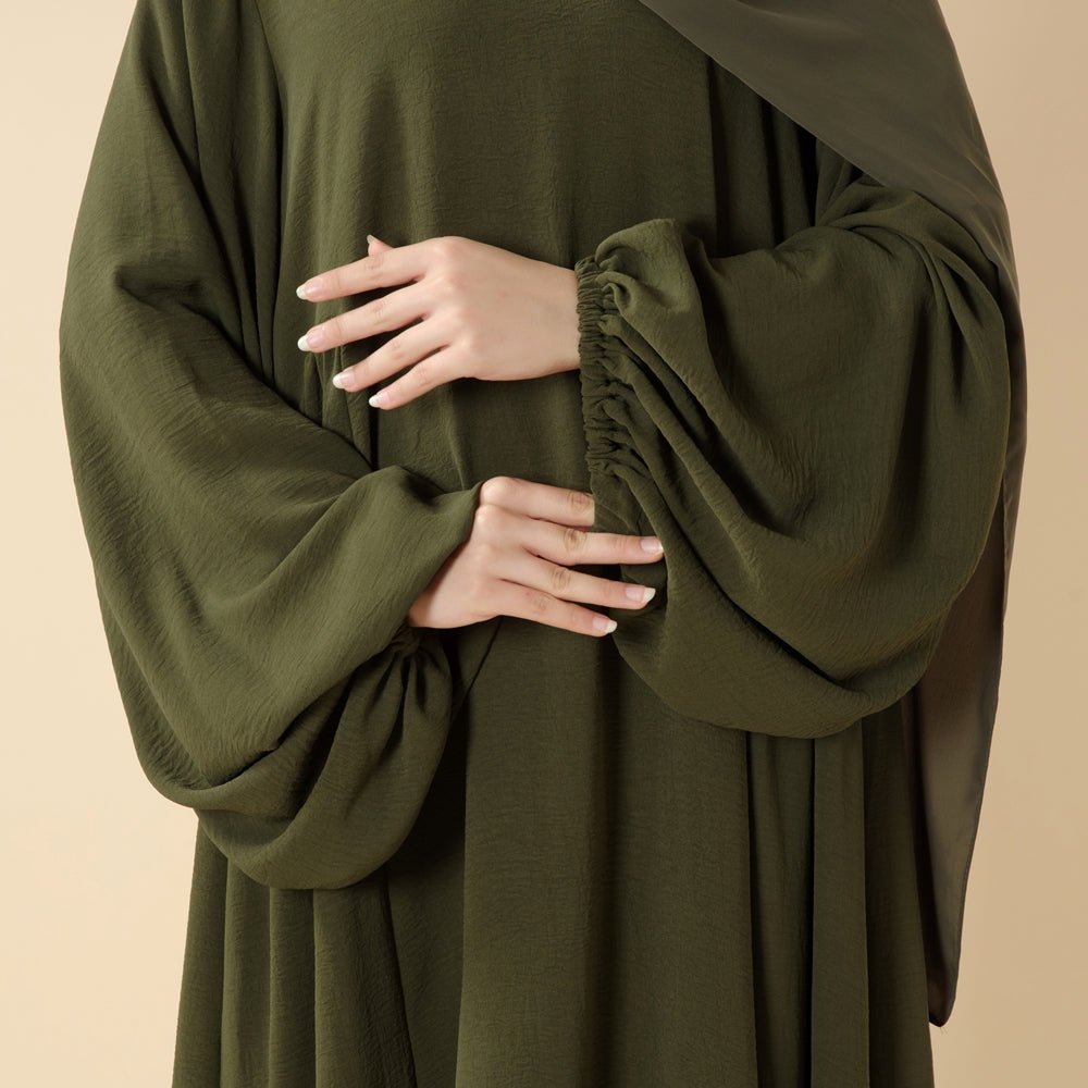 Relaxed Fit Lantern Sleeves Crepe Abaya (MA190), view 2