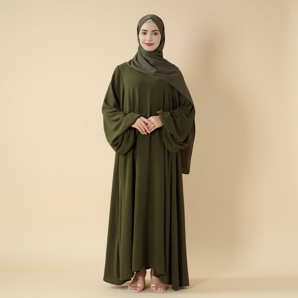 Relaxed Fit Lantern Sleeves Crepe Abaya (MA190), view 3