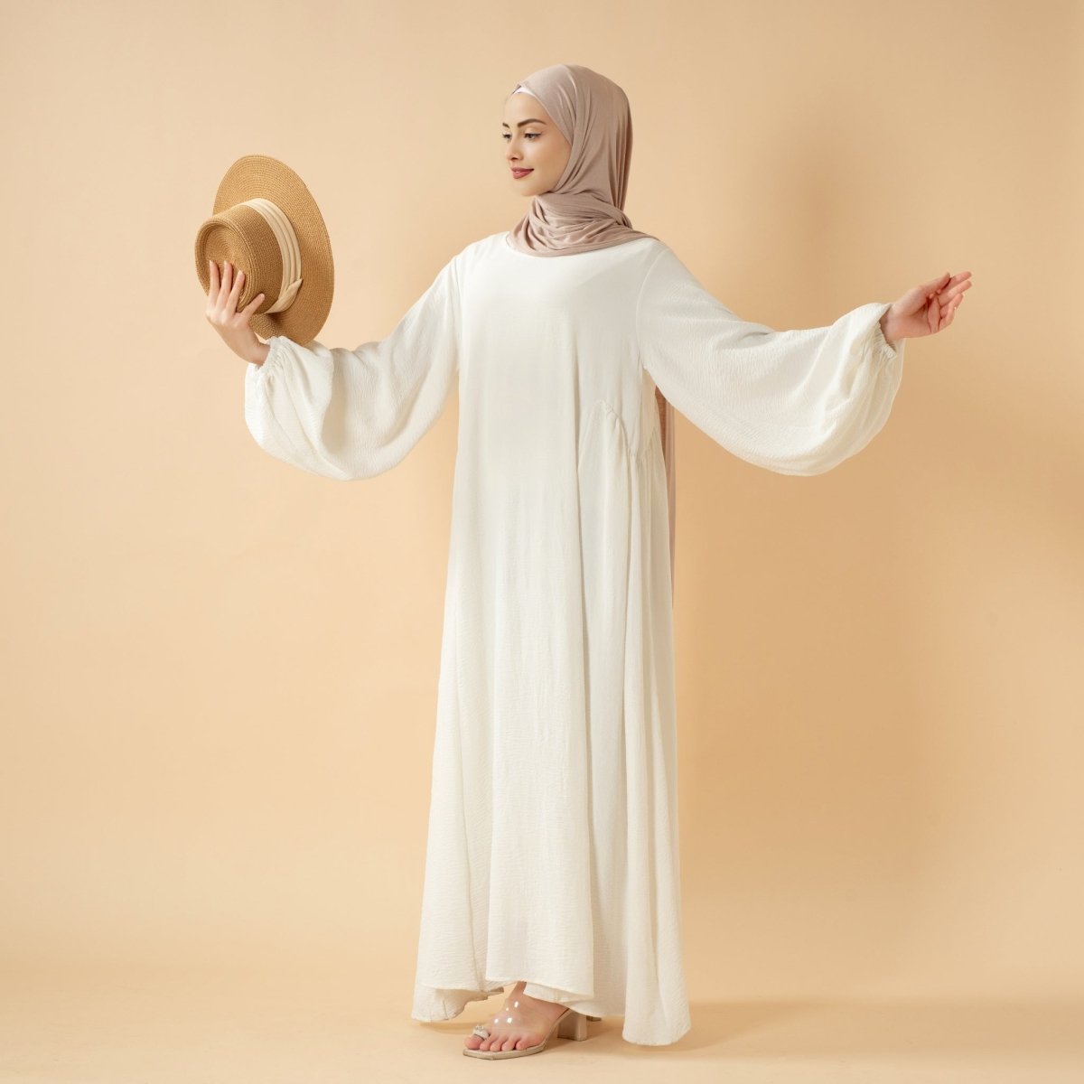 Relaxed Fit Lantern Sleeves Crepe Abaya (MA190), view 4