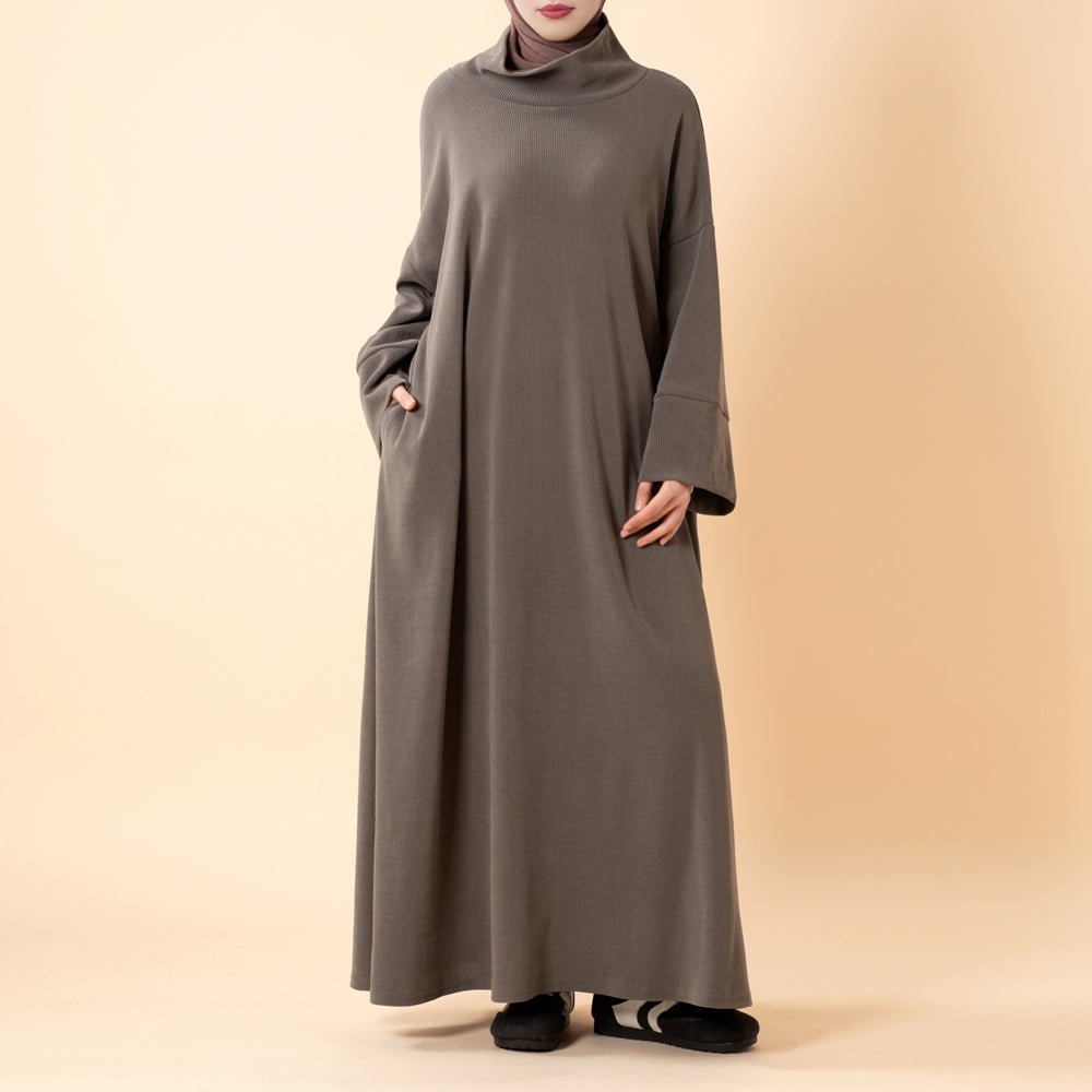 Relaxed Turtleneck Abaya with Pockets (MA383) by Mariam's Collection