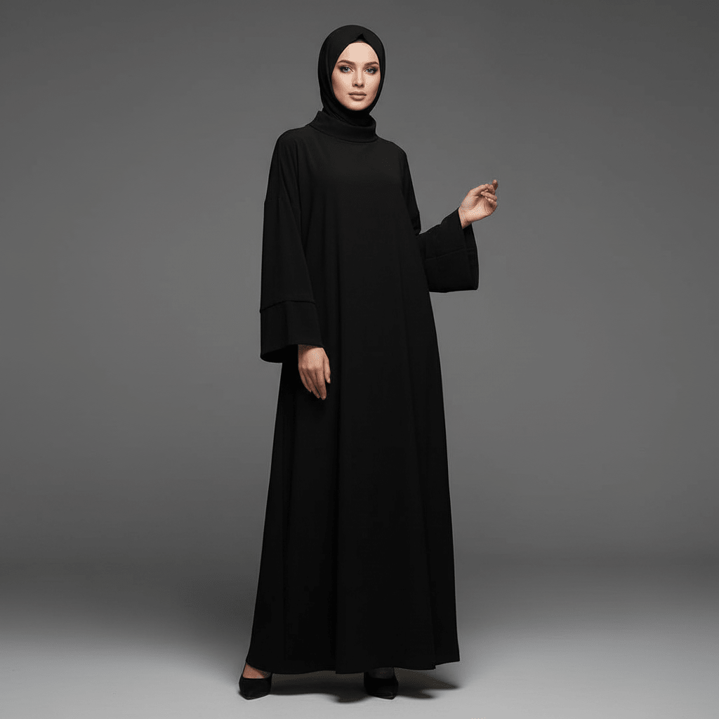 Relaxed Turtleneck Abaya with Pockets (MA383), view 2