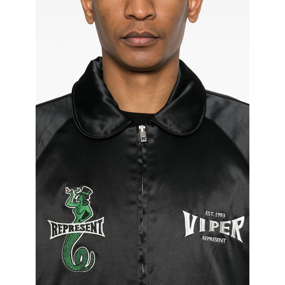 Represent Embroidered Logo Jacket — Black, view 2
