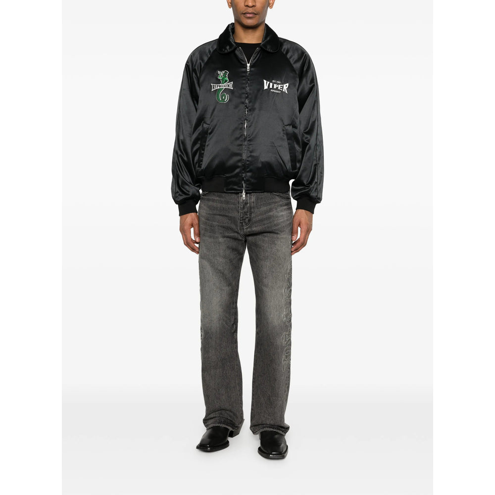 Represent Embroidered Logo Jacket — Black, view 3
