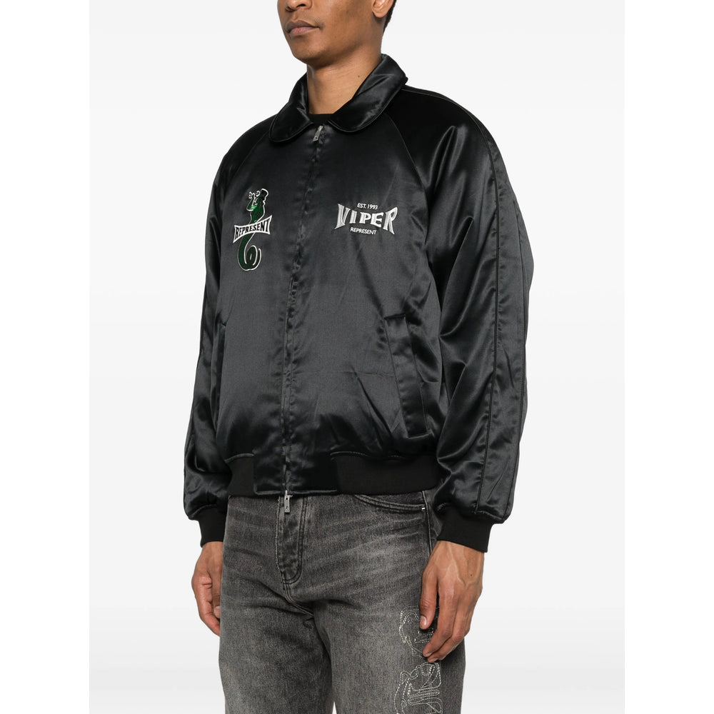 Represent Embroidered Logo Jacket — Black, view 4