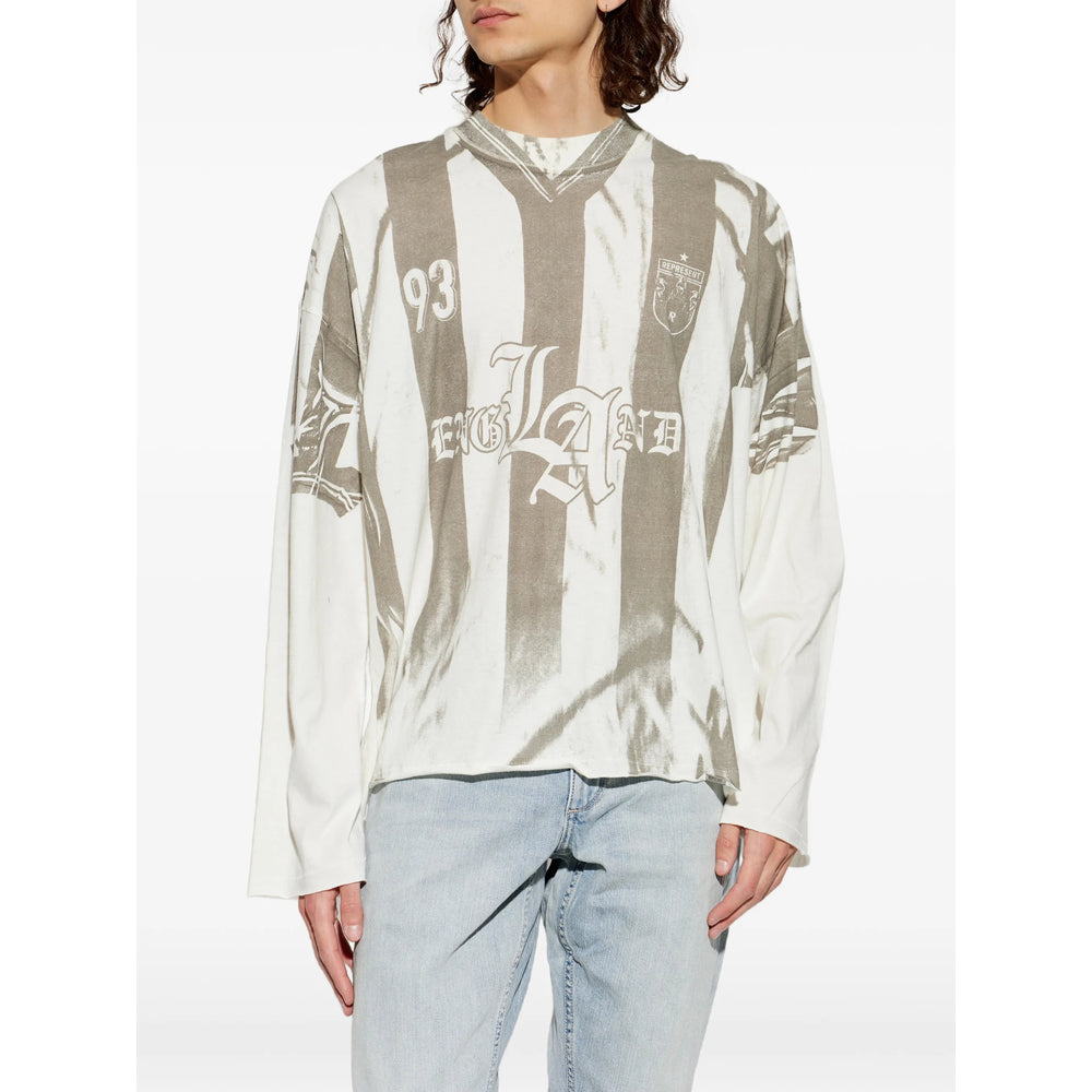 Represent Striped Cotton-Hemp T-Shirt — White, view 5