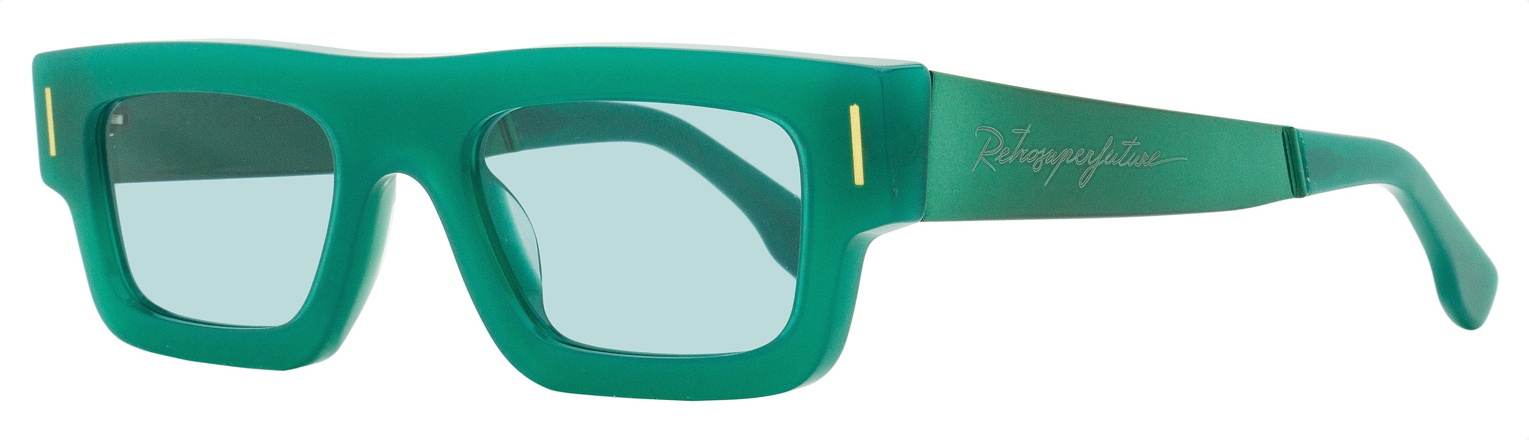 Retrosuperfuture Colpo Low-Profile Rectangle Sunglasses — Green by Retrosuperfuture