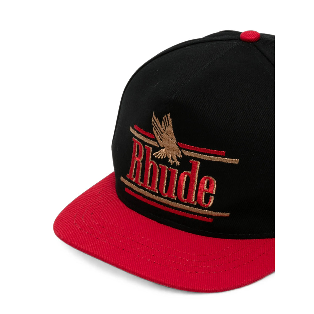 Rhude RHFW26HA01743 Eagle Motif Embroidered Baseball Cap — Black, view 3