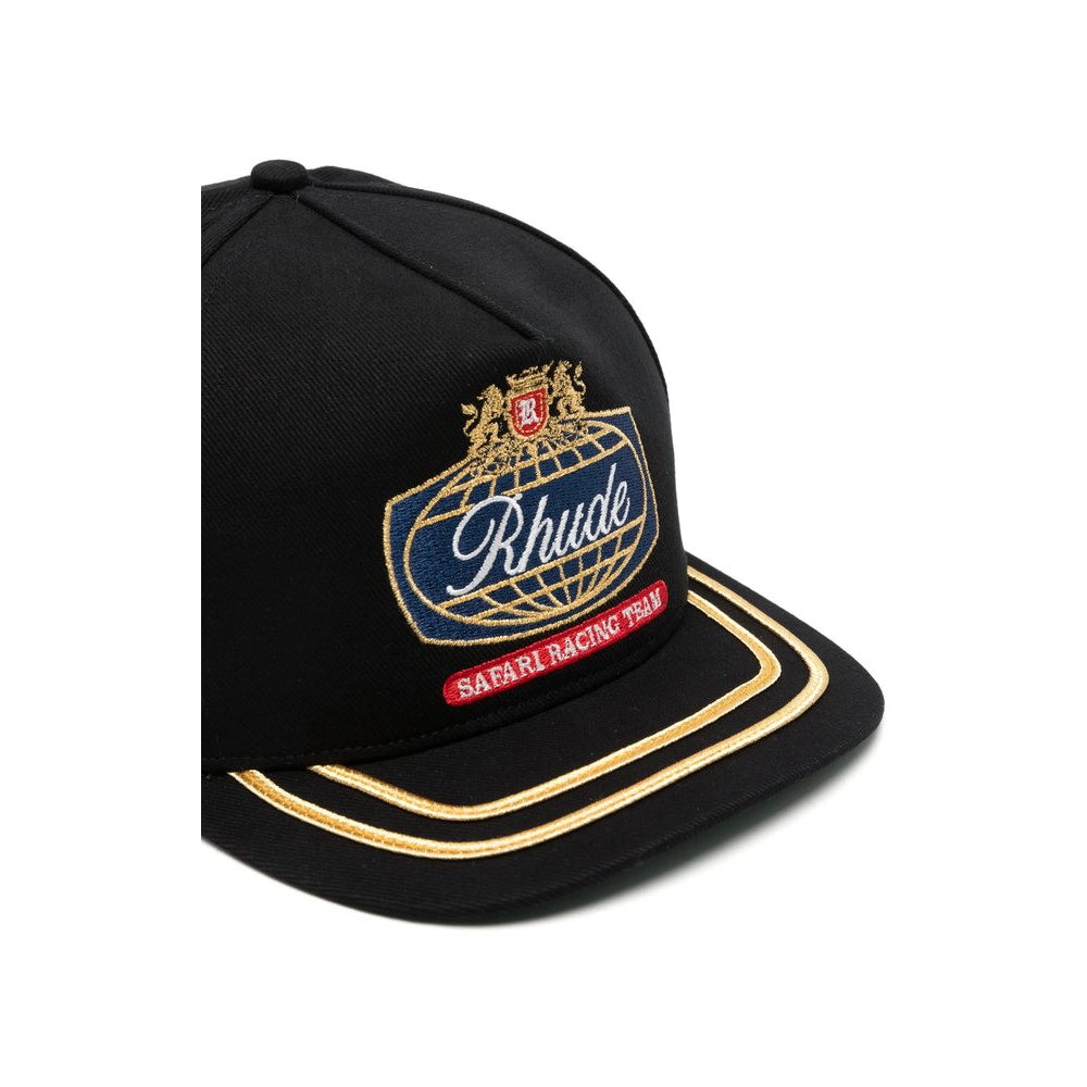Rhude RHPF26HA03511 Embroidered Logo Baseball Cap — Black, view 3