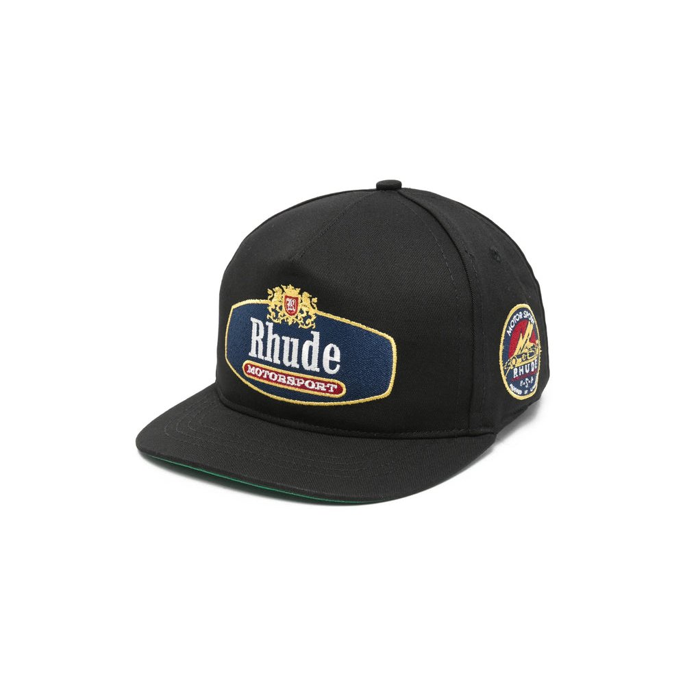 Rhude RHSS26HA01210 Logo-Patch Cotton Blend Baseball Cap — Black by Rhude