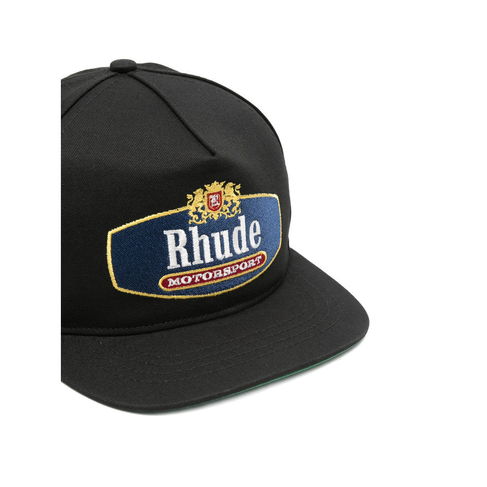 Rhude RHSS26HA01210 Logo-Patch Cotton Blend Baseball Cap — Black, view 2