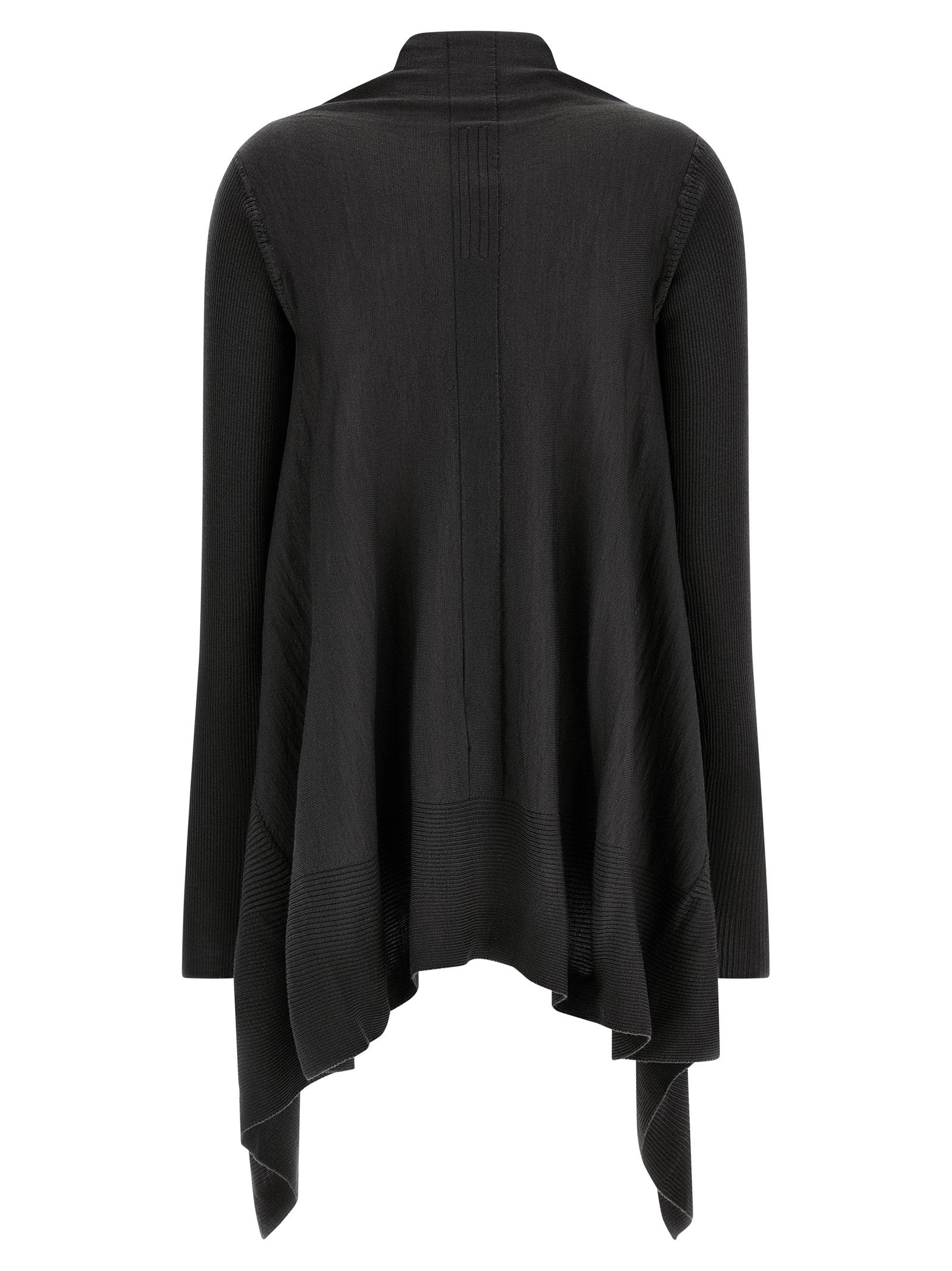 Rick Owens Wool Wrap Knit Cardigan — Black, view 2