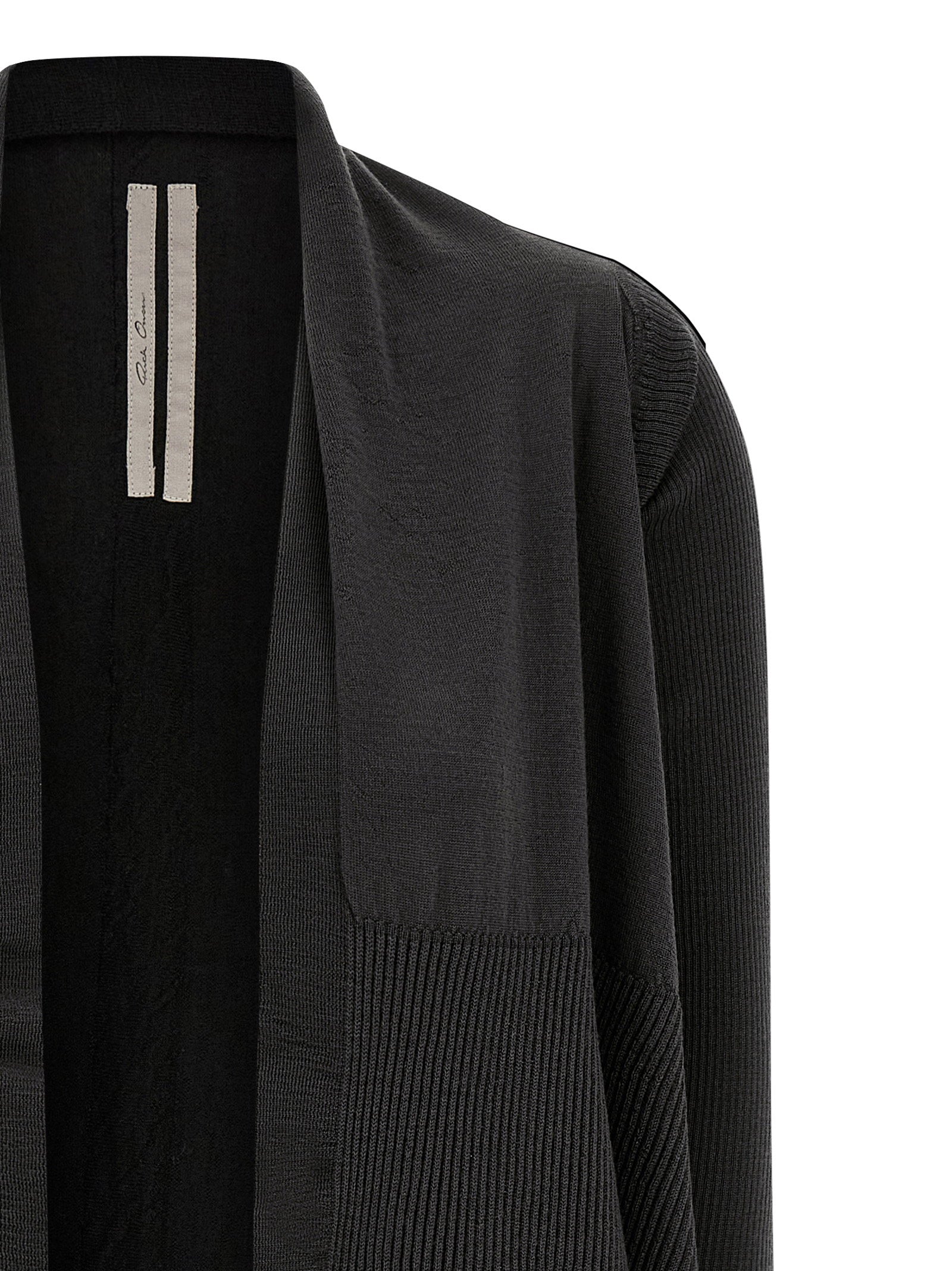 Rick Owens Wool Wrap Knit Cardigan — Black, view 3